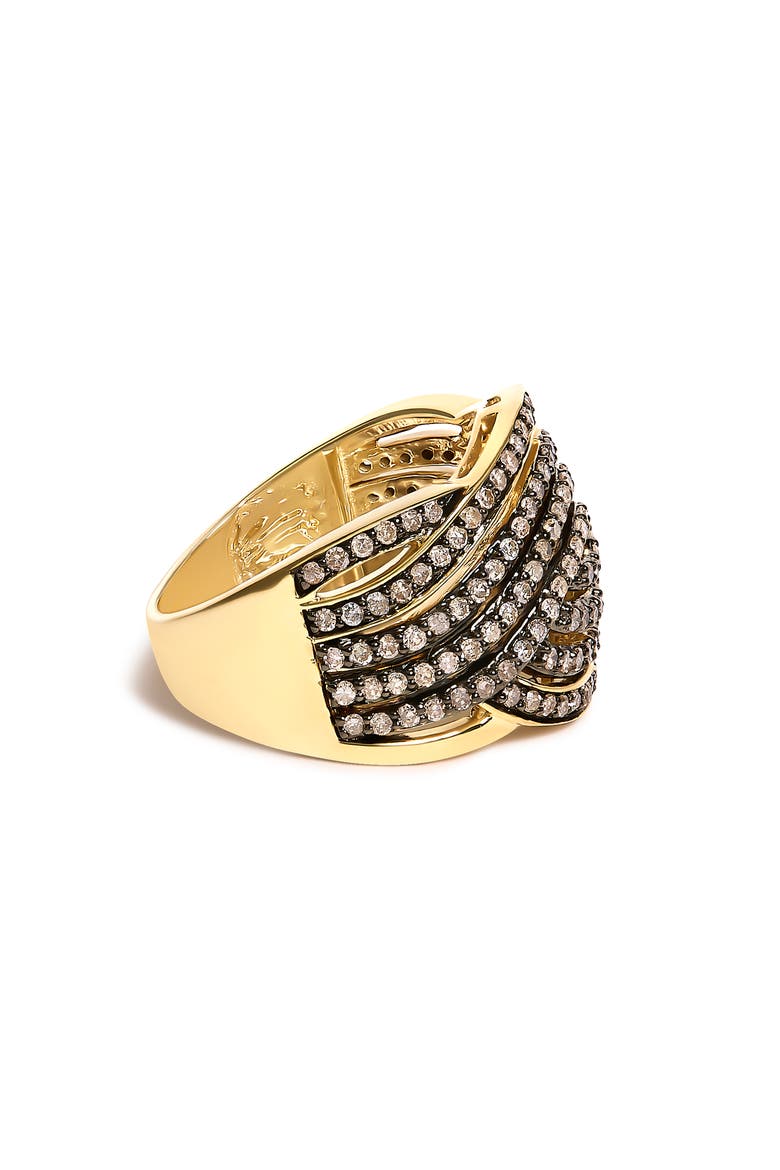10K Yellow Gold Plated .925 Sterling Silver 1.0 ctw Champagne Diamond Crossover Ring, Alternate, color, Yellow Gold over Silver