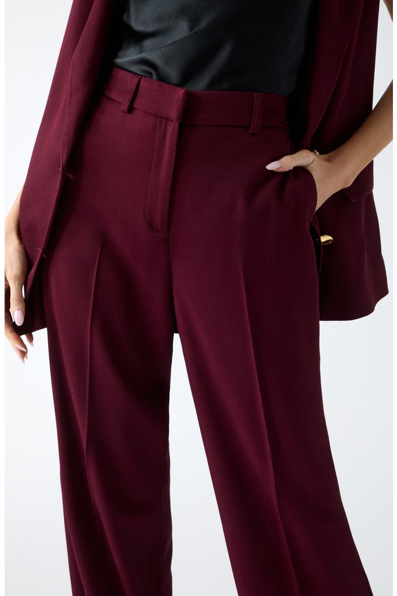 Abby Pleated Straight Leg Pants, Alternate, color, BURGUNDY