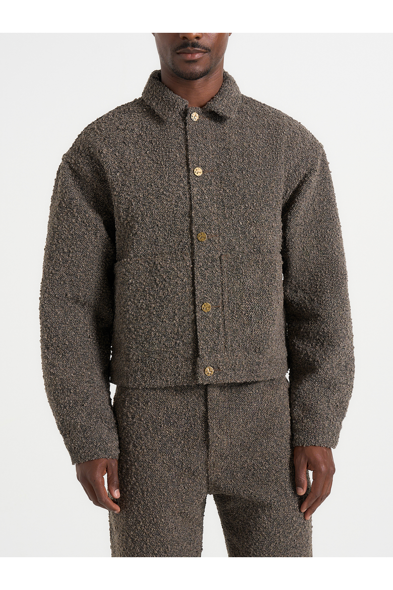 Damien Textured Boucle Jacket With Back Detail, Alternate, color, Brown