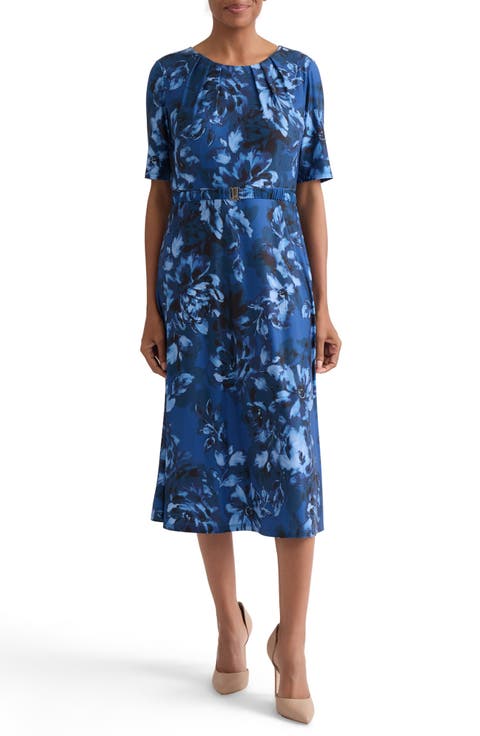 Floral Belted A-Line Dress