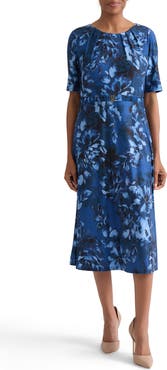 KASPER Floral Belted A-Line Dress