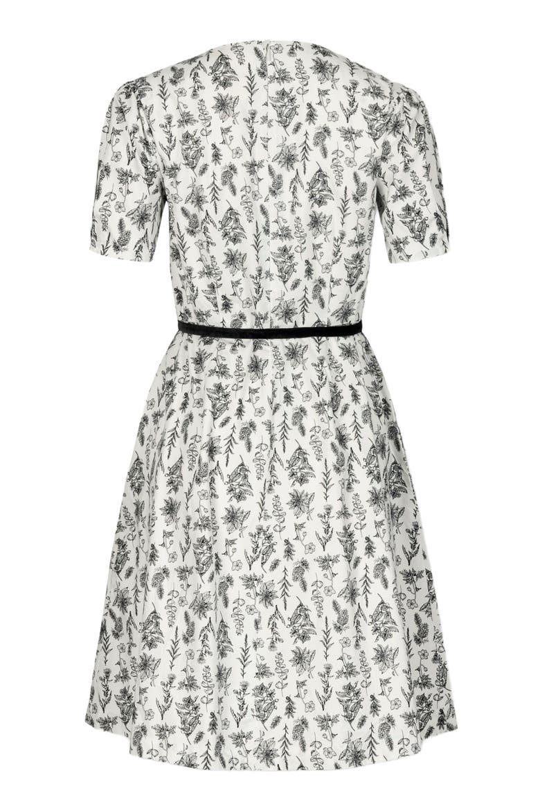 Women's Pleated Sleeve Woven Dress, Alternate, color, Black Winter Botanical