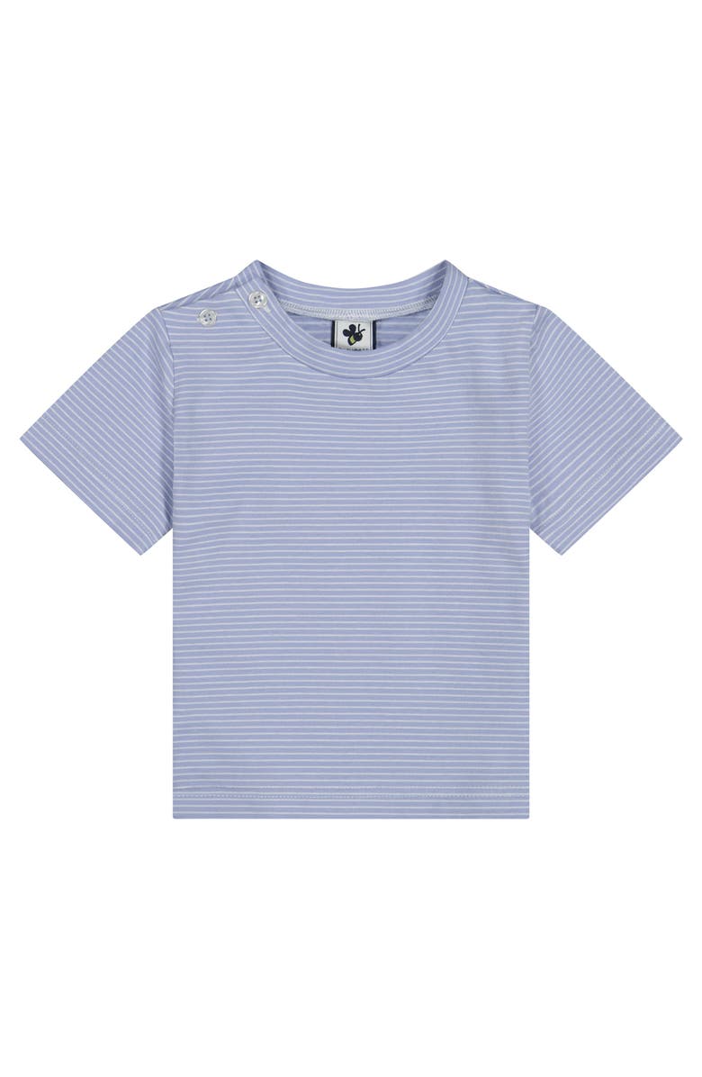 Busy Bees Henry Button Tee Cornflower Blue Mini Stripe, Main, color, 