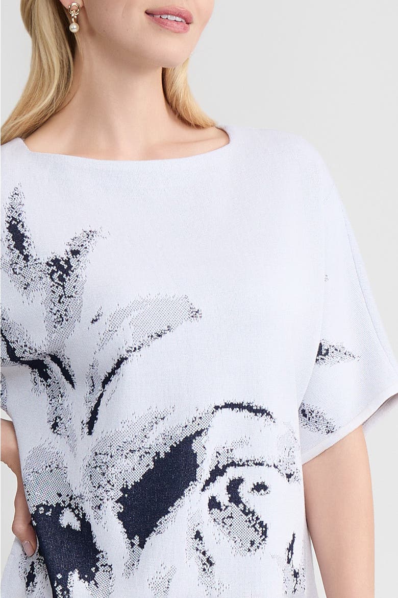Abstract Print Soft Knit Tunic, Alternate, color, White/Indigo