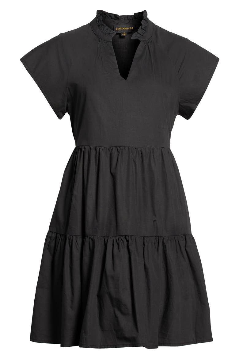 Janelly Tiered Cotton Poplin Minidress, Alternate, color, BLACK