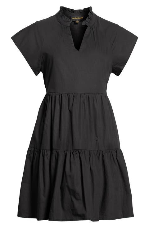 Janelly Tiered Cotton Poplin Minidress