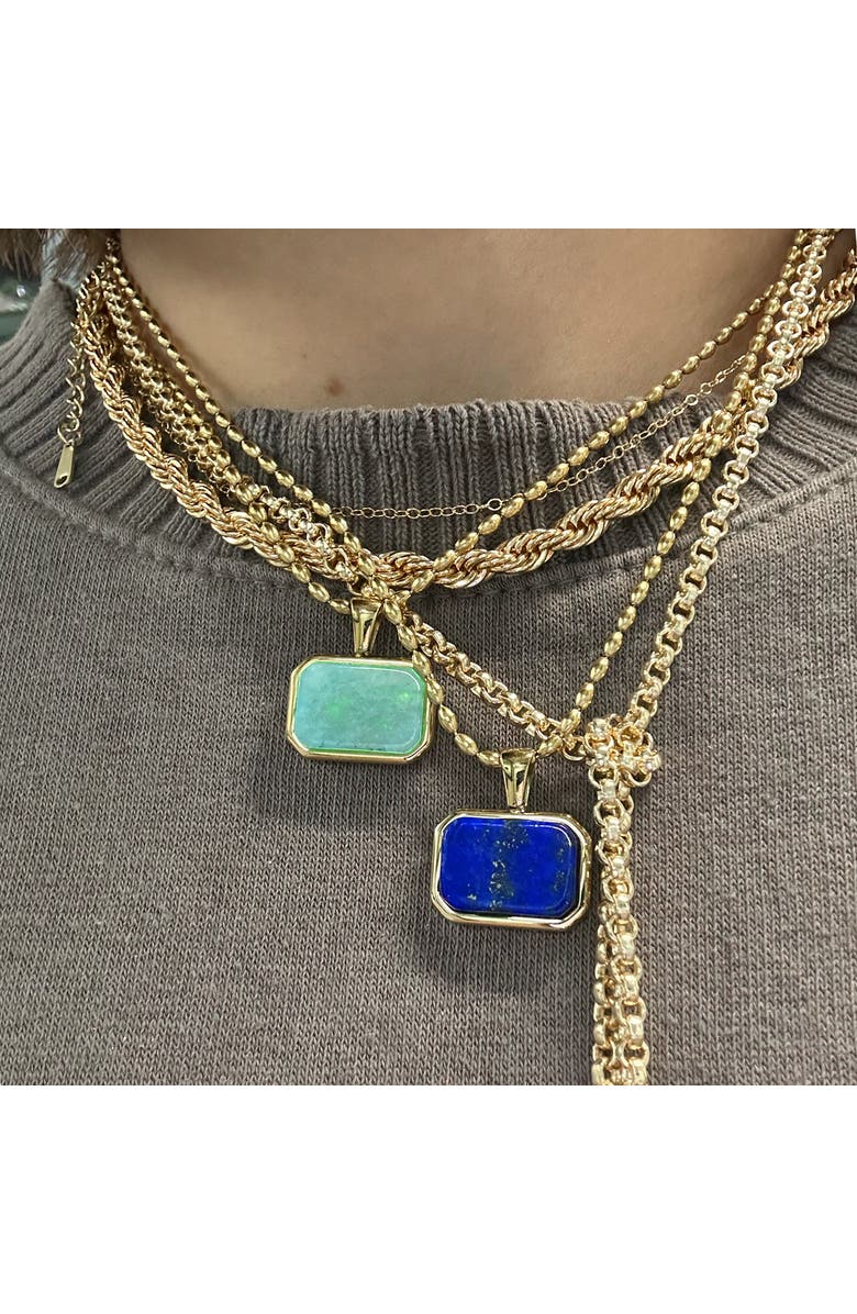 Outofoffice Amazonite Gemstone Turquoise Necklace Gold Layering Pendant, Alternate, color, Green