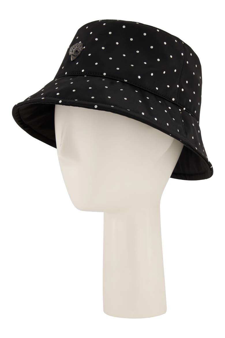 Studded Reversible Nylon Bucket Hat, Alternate, color, BLACK
