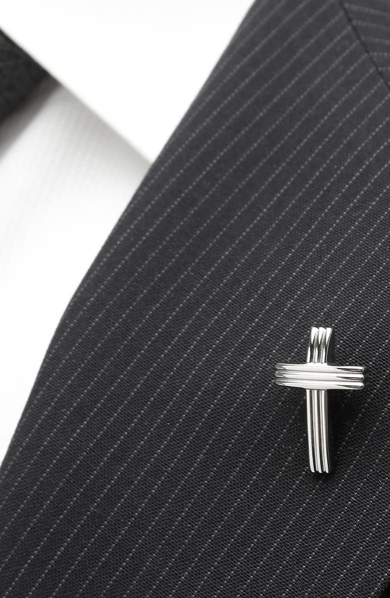Cufflinks, Inc. Cross Lapel Pin, Alternate, color, Silver