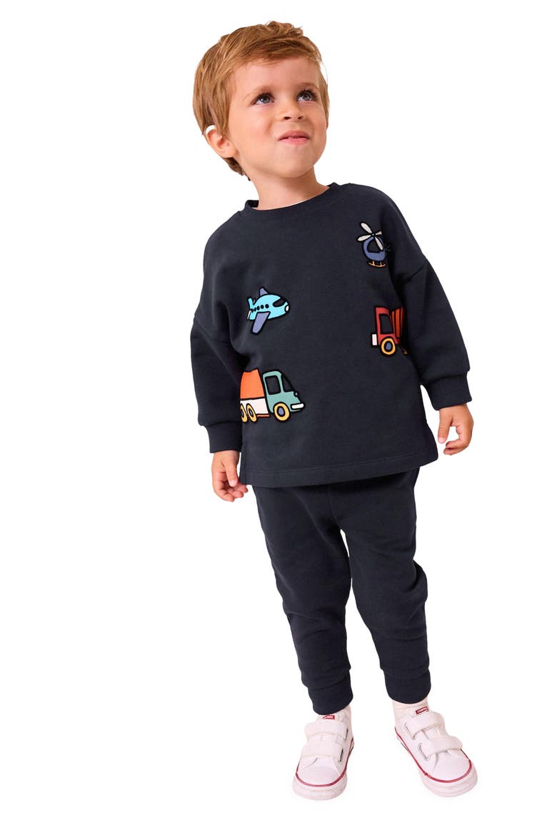 Kids' Vehicle Print Sweatshirt & Joggers Set, Alternate, color, BLACK