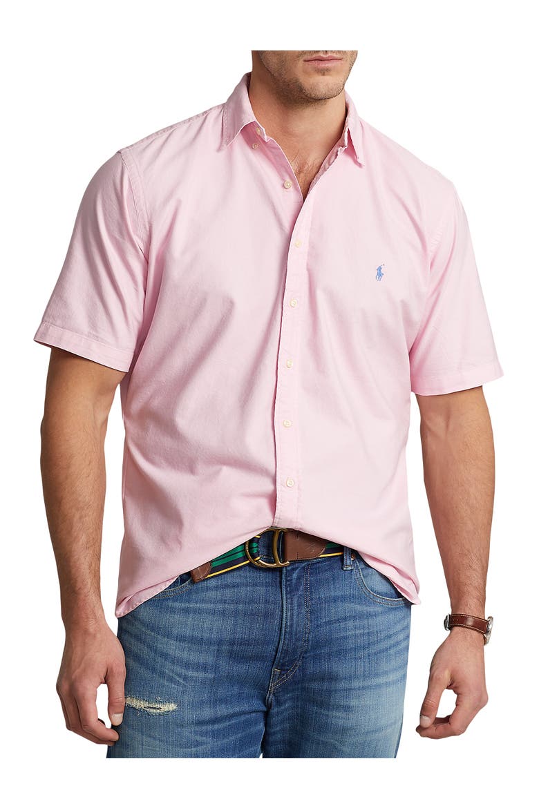 Big & Tall Classic Fit Garment-Dyed Solid Oxford Sport Shirt, Main, color, CARMEL PINK