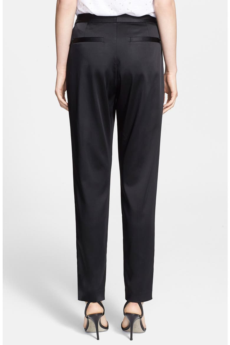 T by Alexander Wang Stretch Satin Trousers, Alternate, color, BLACK