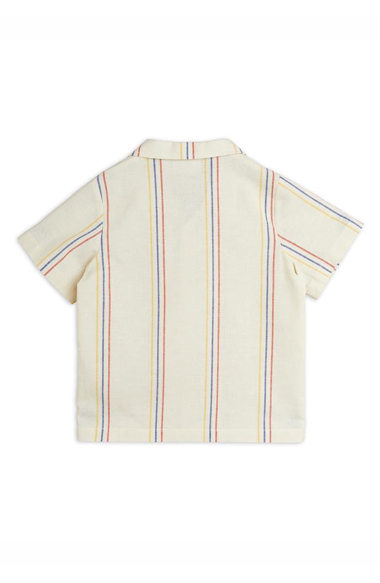 Mini Rodini Kids' Stripe Organic Cotton & Linen Camp Shirt, Alternate, color,