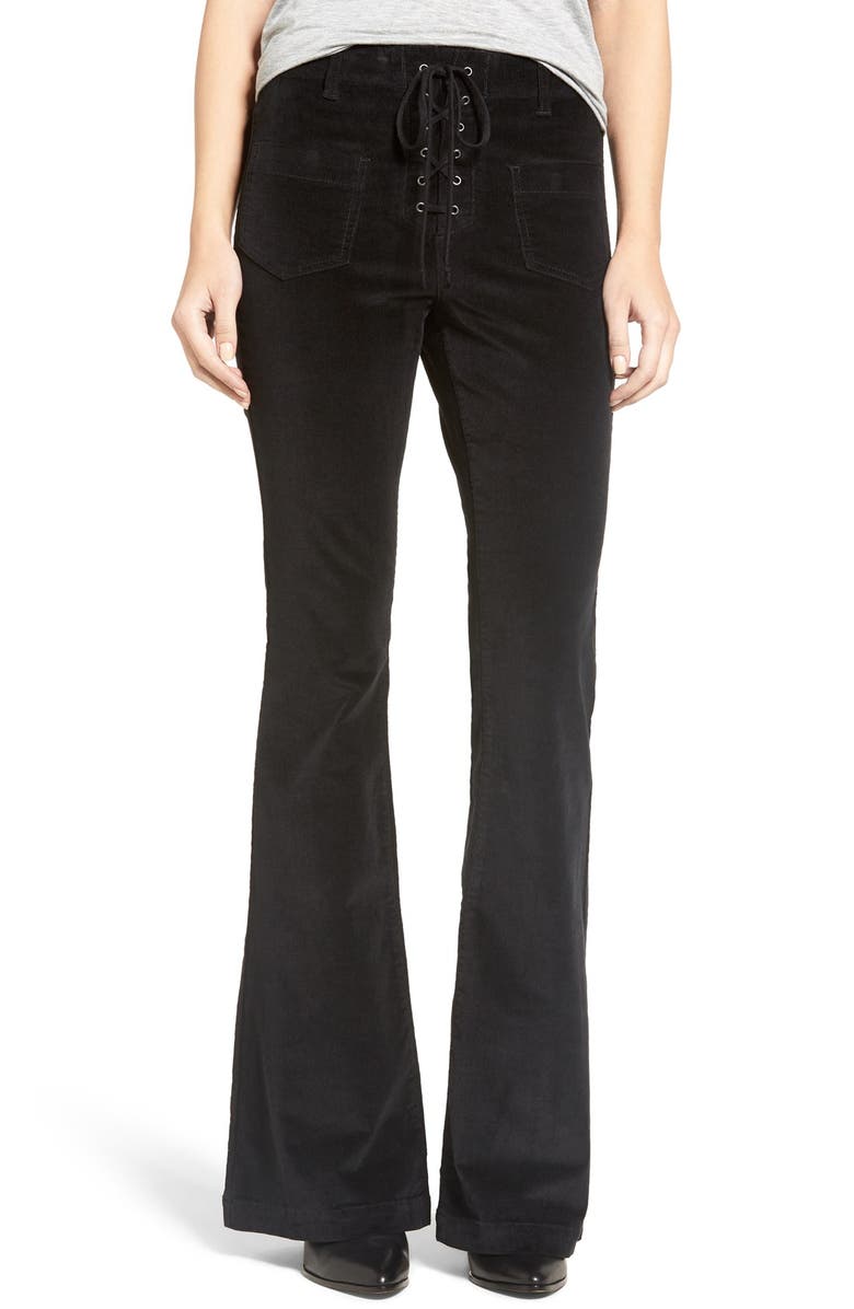 Sun & Shadow Lace-Up Flare Corduroy Pants, Main, color, 