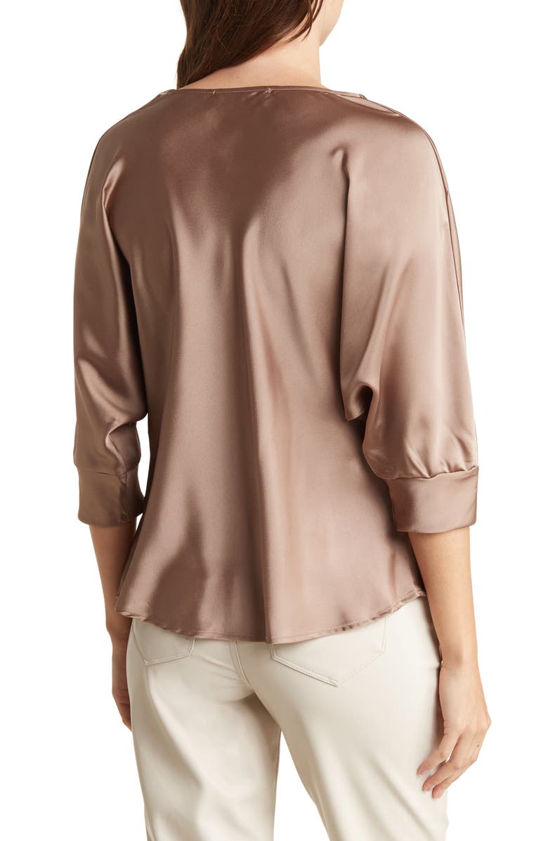 Renee C Cowl Neck Satin Blouse, Alternate, color, Dune