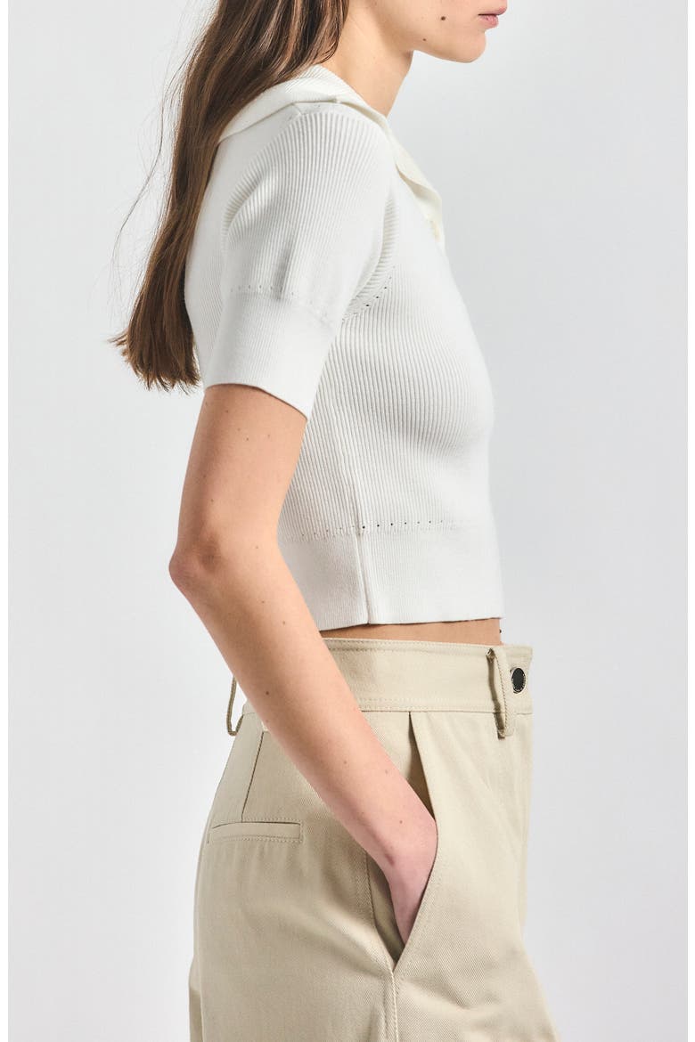 Antonella Compact Knit Polo, Alternate, color, MARSHMALLOW