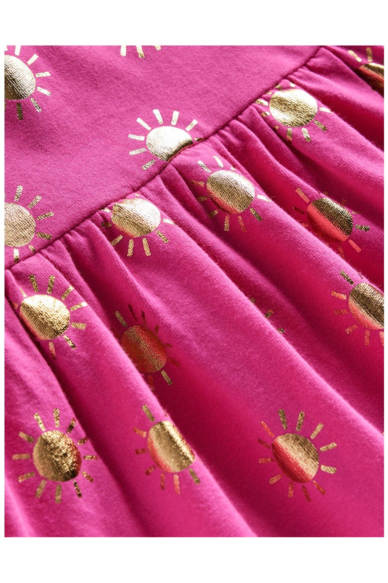 Kids' Foil Print Cotton Jersey Dress, Alternate, color, TICKLED PINK/ GOLD SUNS