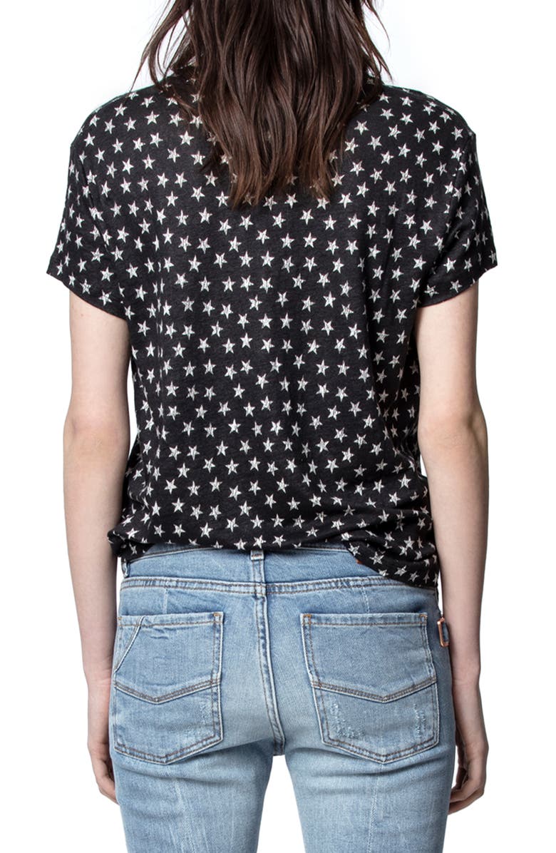 Zadig & Voltaire Archie AO Nova Metallic Star Linen T-Shirt, Alternate, color, 