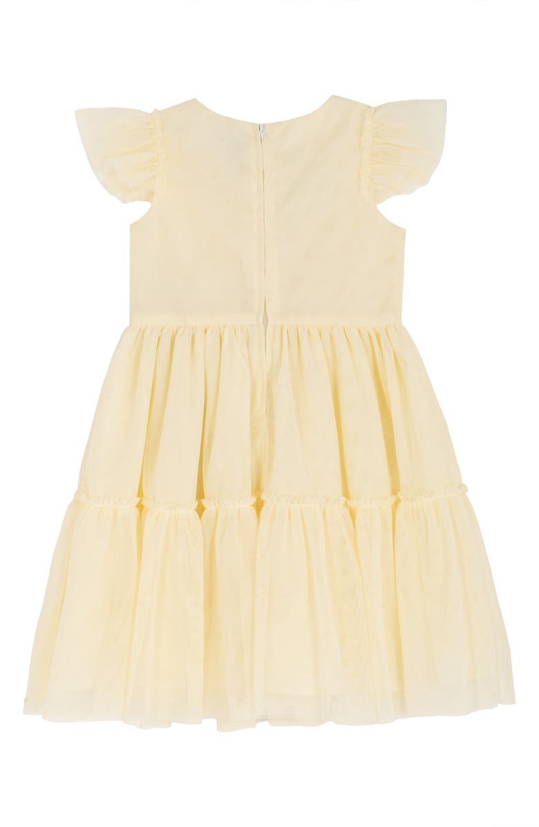 Rare Editions Kids' Solid Mesh 3D Flower Party Dress, Alternate, color, Yellow