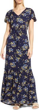 Loveappella Floral Smock Waist Knit Maxi