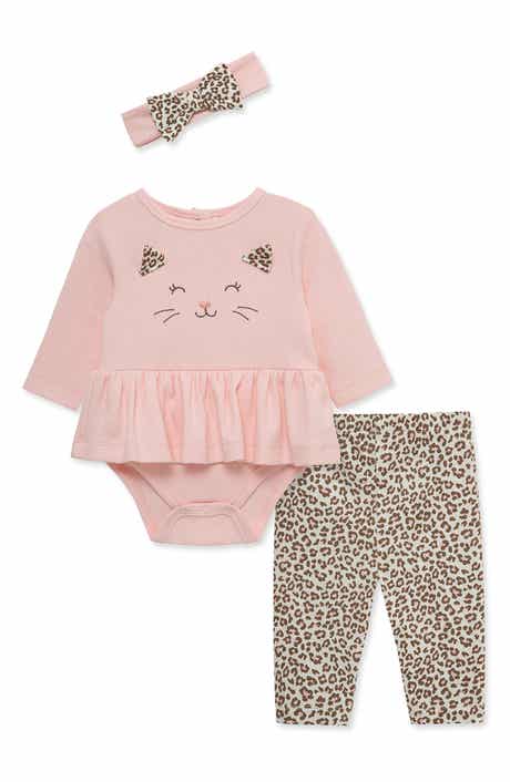 Rib Ruffle Bodysuit, Leggings & Head Wrap Set