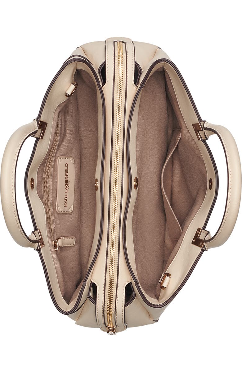 KARL LAGERFELD PARIS Meribel Leather Satchel, Alternate, color, Brie