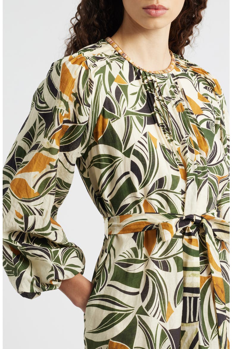 Print Long Sleeve Pintuck Minidress, Alternate, color, CREAM MULTI