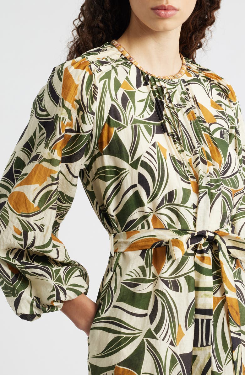 CIEBON Print Long Sleeve Pintuck Minidress, Alternate, color, Cream Multi