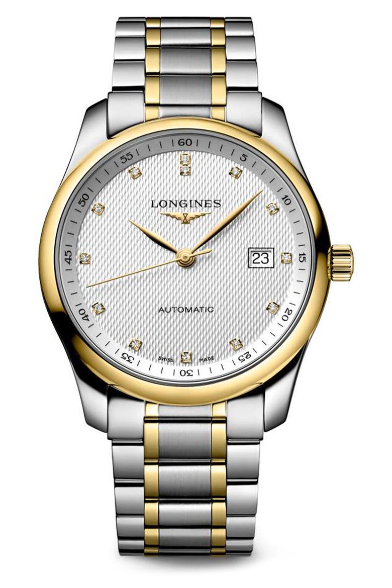 Master Collection Diamond Automatic Bracelet Watch, 40mm, Main, color, WHITE