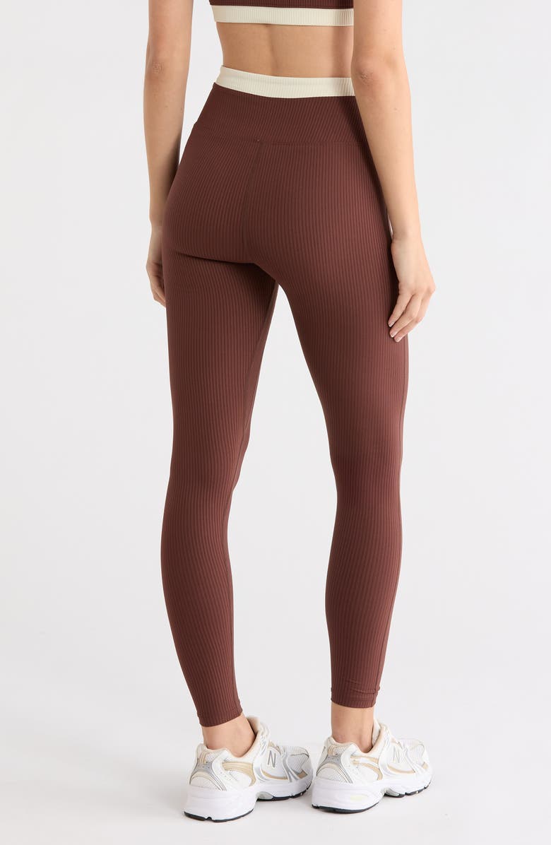 Year of Ours Ribbed Layered Leggings, Alternate, color, Chocolate/ Shell