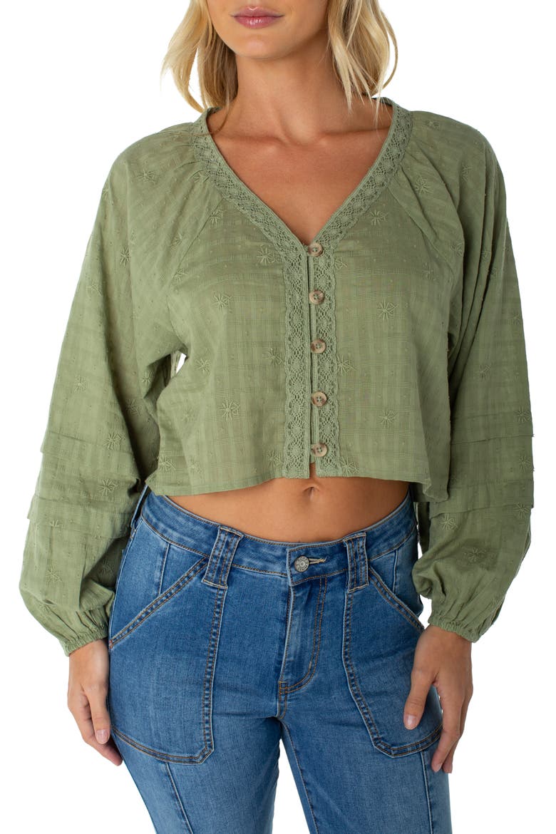 Monterey Eyelet Cotton Top, Main, color, OIL GREEN