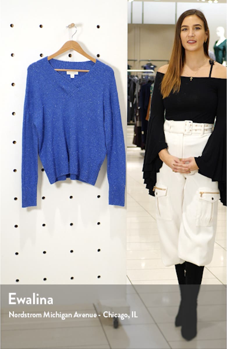 Cozy Nep Flecked V-Neck Sweater, sales video thumbnail