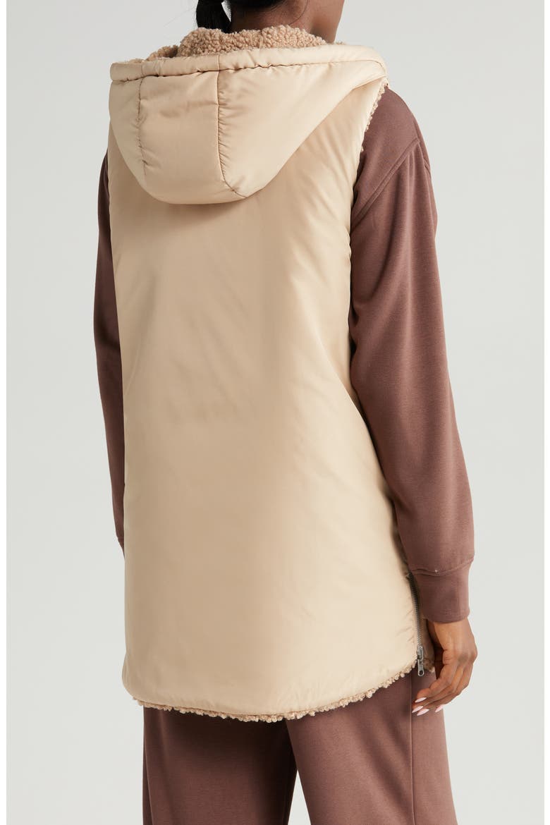 Cozy Insulated Hooded Faux Shearling Reversible Vest, Alternate, color, TAN TAUPE