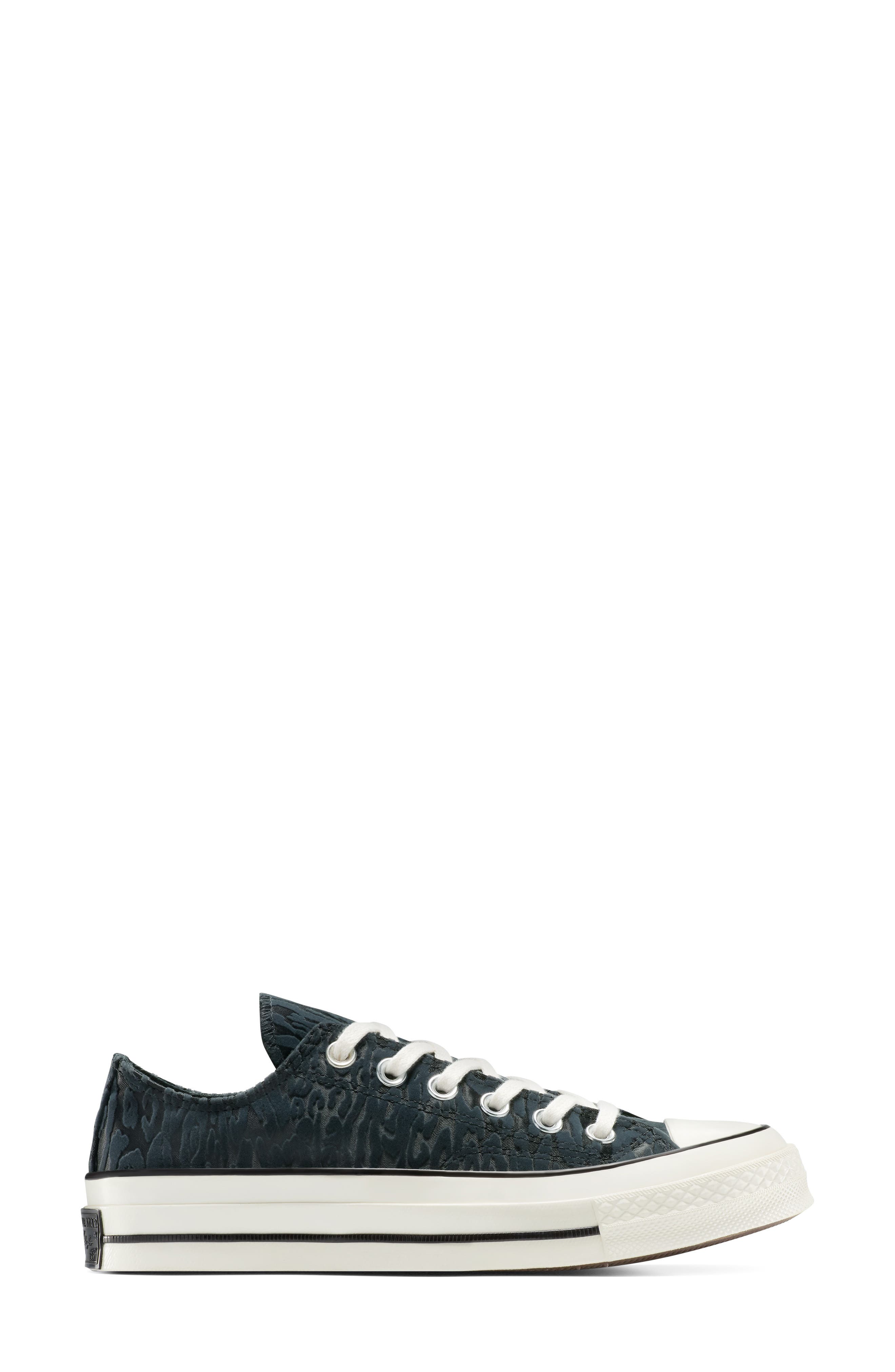 Converse Gender Inclusive Chuck 70 Leopard Flocked Satin Low Top Sneaker, Alternate, color, Black/ Total Eclipse/ Egret