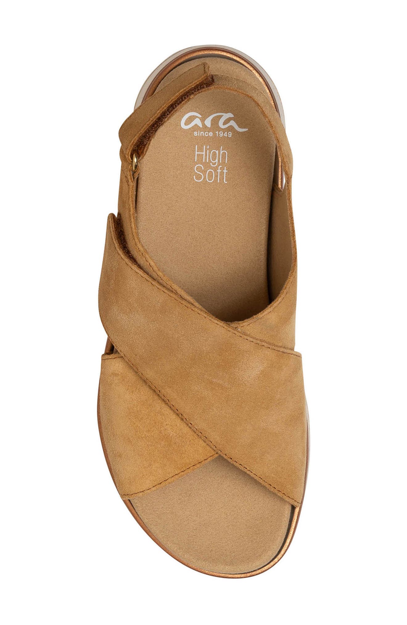 ara Santiago Slingback Platform Wedge Sandal, Alternate, color, Caramel