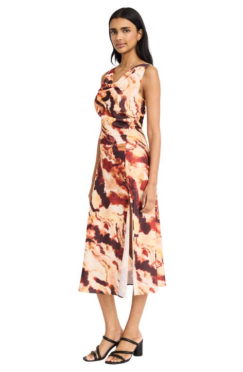 Donna Morgan For Maggy Cowl Neck Sleeveless A-line Midi Dress In Brown