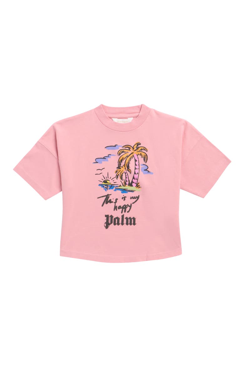 Kids' Happy Palms Oversized T-Shirt, Main, color, ANTIQUE ROSE - MULTICOLOR