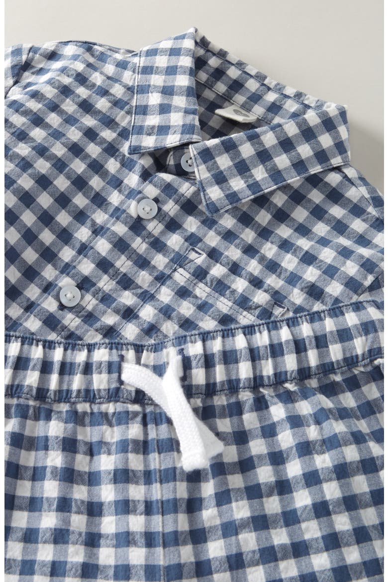 Seersucker Short Sleeve Button-Up Shirt & Drawstring Shorts Set, Alternate, color, BLUE DEL MAR GINGHAM