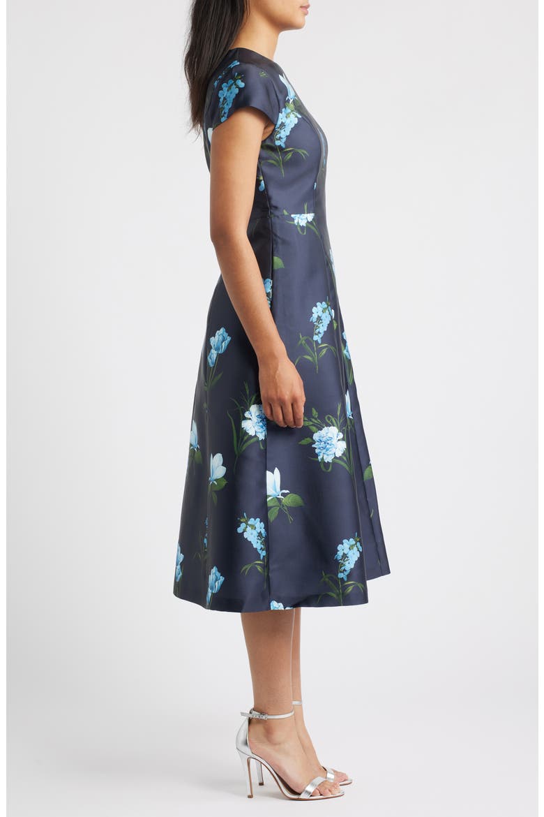 Jackie Print Flare Midi Dress, Alternate, color, NIGHT SKY BLUE OCULATA