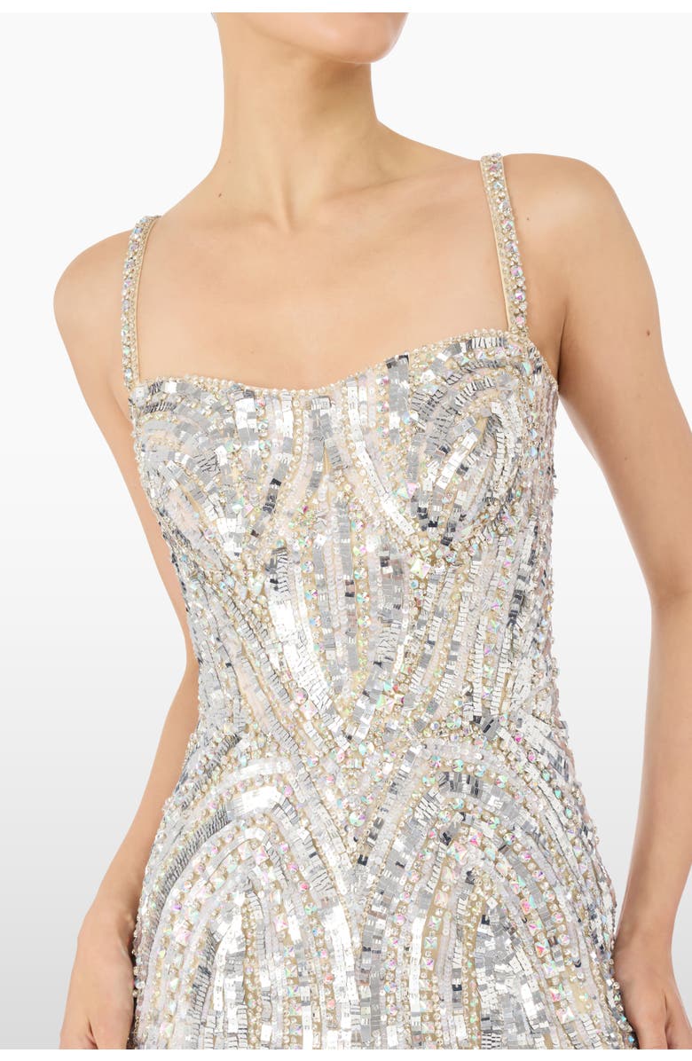 Jenny Packham Rebecca Sequin-Embelished Mini Dress, Alternate, color, Parchment