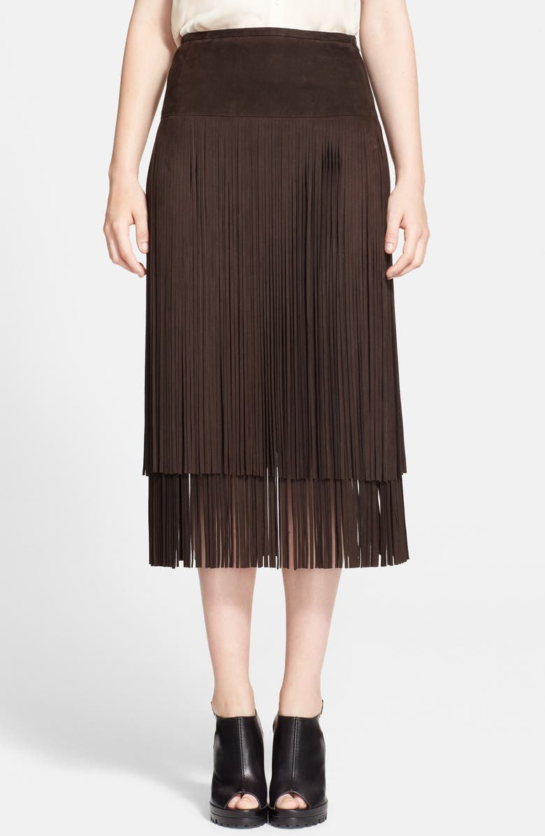 Michael Kors Suede Fringe Skirt, Main, color,