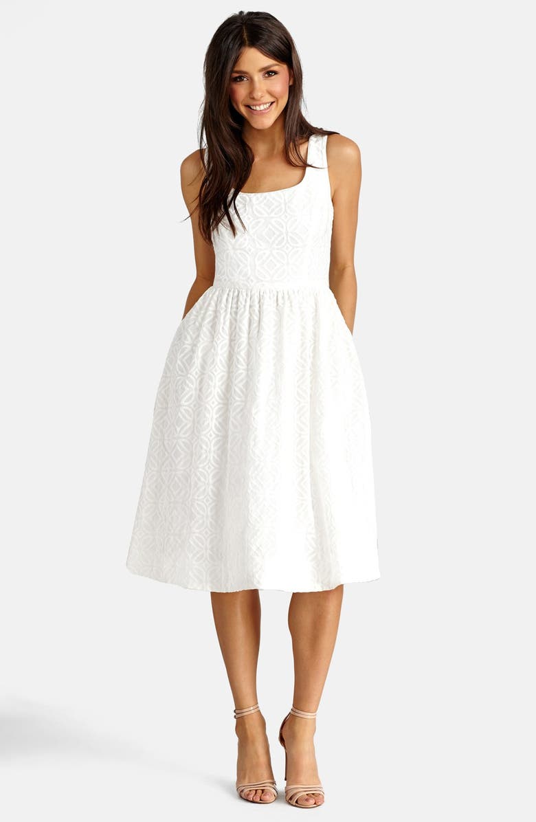 Donna Morgan Jacquard Fit & Flare Dress, Alternate, color, 