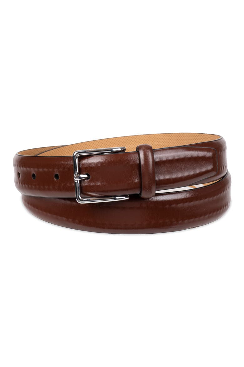 Hidden Stitch Leather Belt, Main, color, TAN