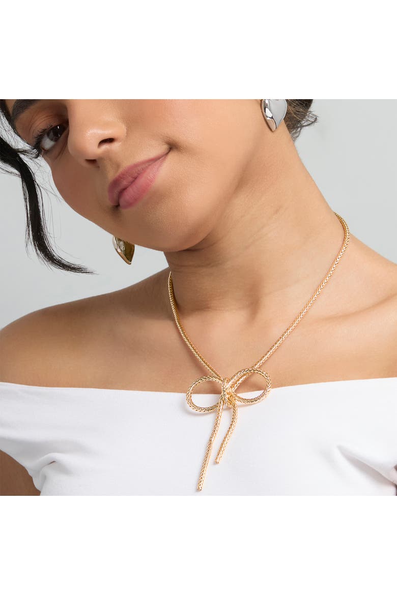Gold Bow Pendant Chain Necklace, Alternate, color, Gold