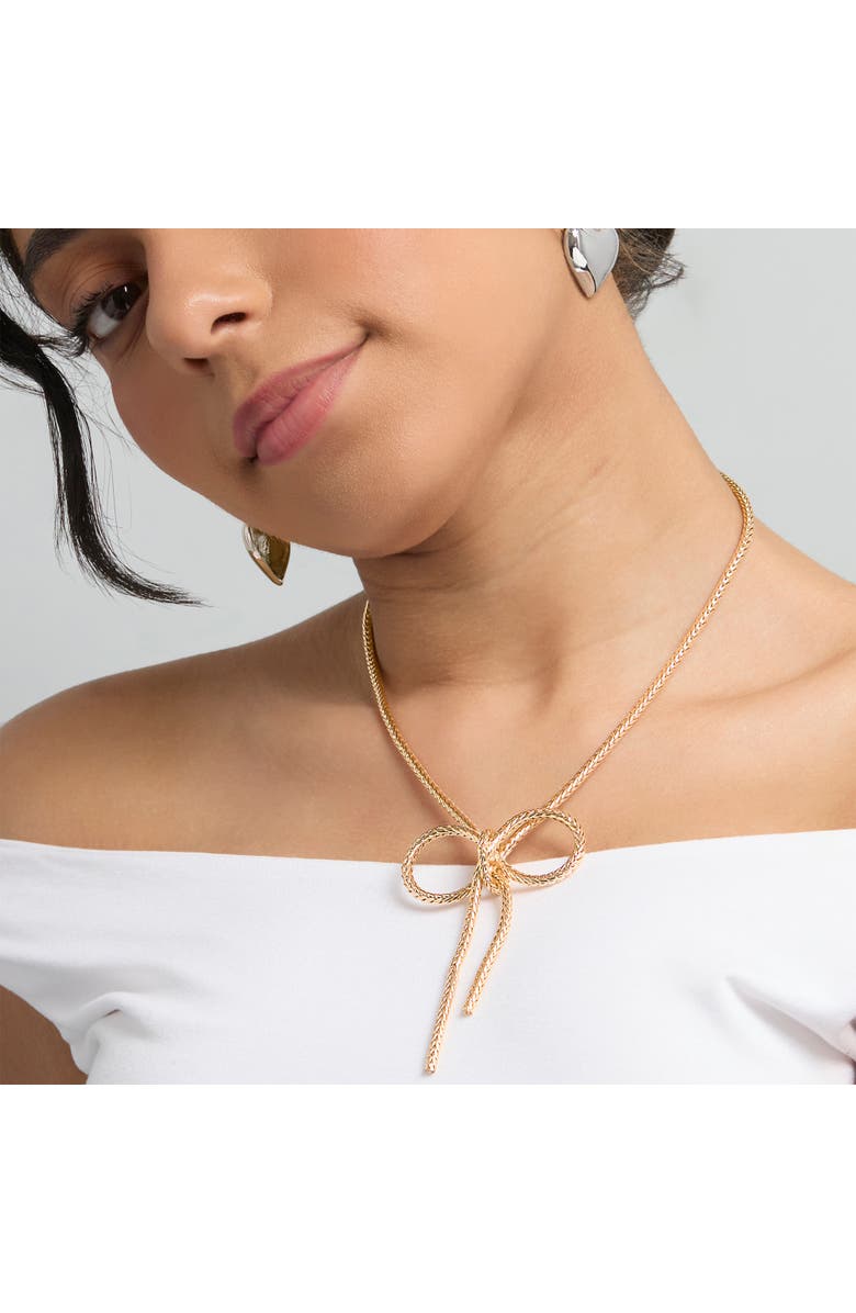 BCBG Generation Gold Bow Pendant Chain Necklace, Alternate, color, Gold