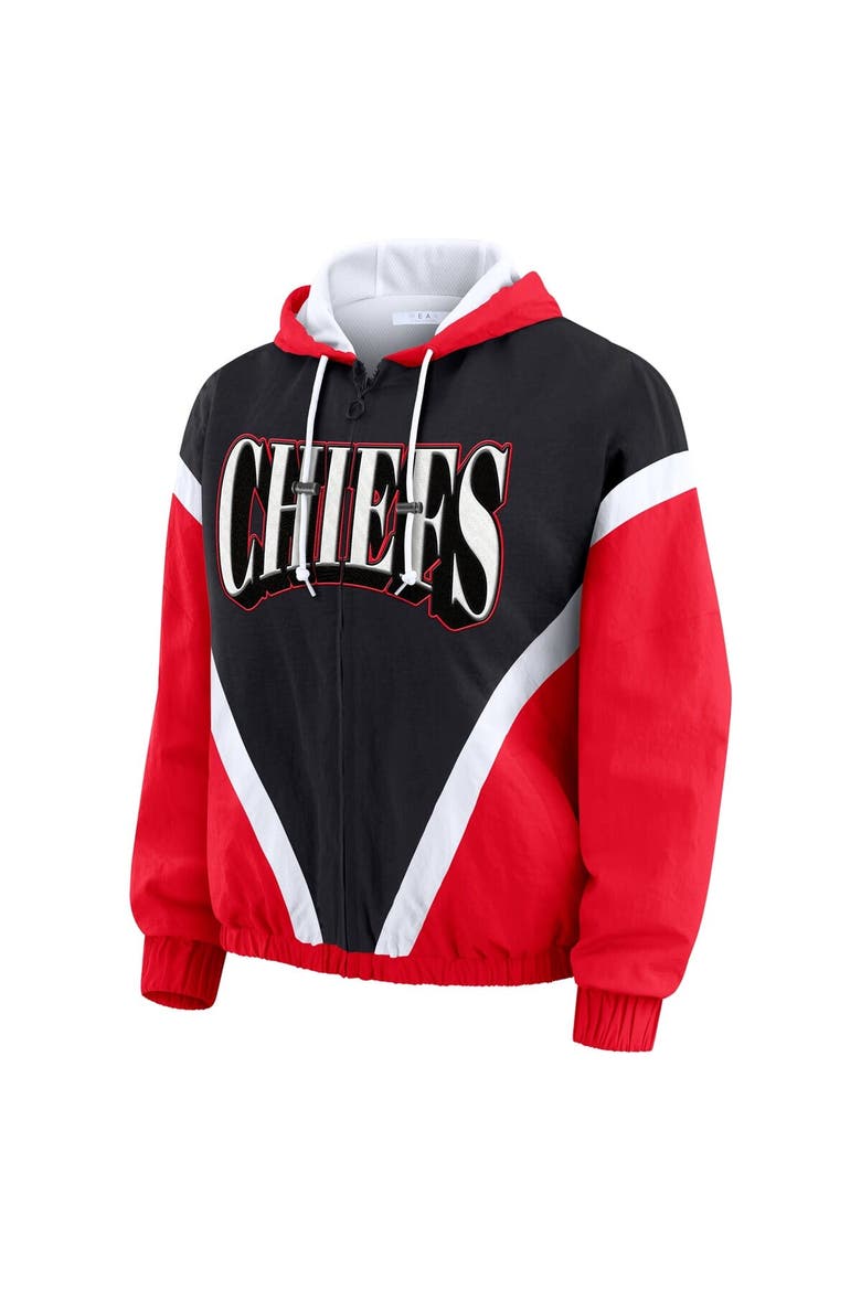 Women's WEAR by Erin Andrews Red/Black Kansas City Chiefs Retro Crinkle Full-Zip Hoodie Windbreaker, Alternate, color, Red
