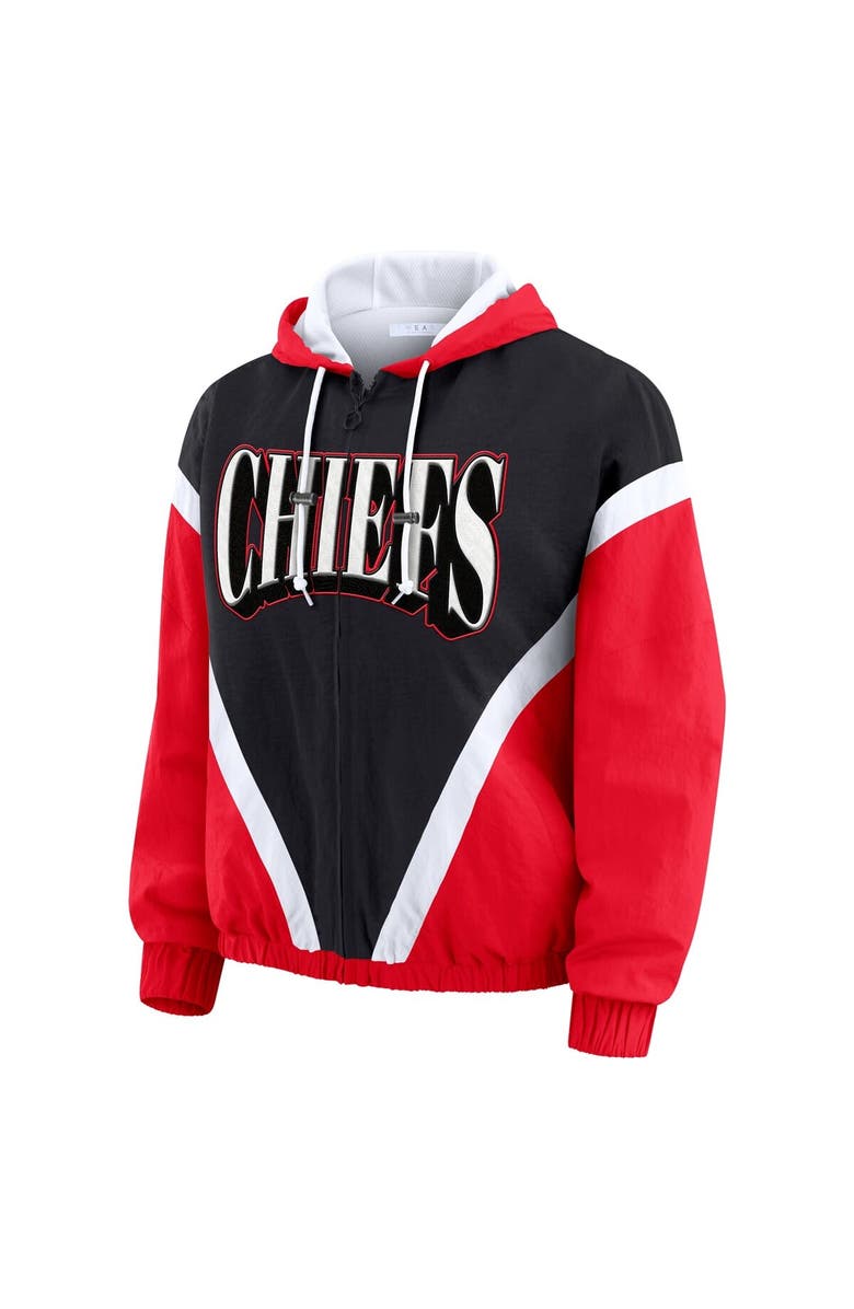 WEAR by Erin Andrews Women's WEAR by Erin Andrews Red/Black Kansas City Chiefs Retro Crinkle Full-Zip Hoodie Windbreaker, Alternate, color, Red