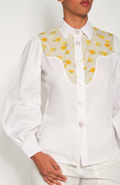 The Lulo Project Alamo Floral Panel Shirt In Yellow