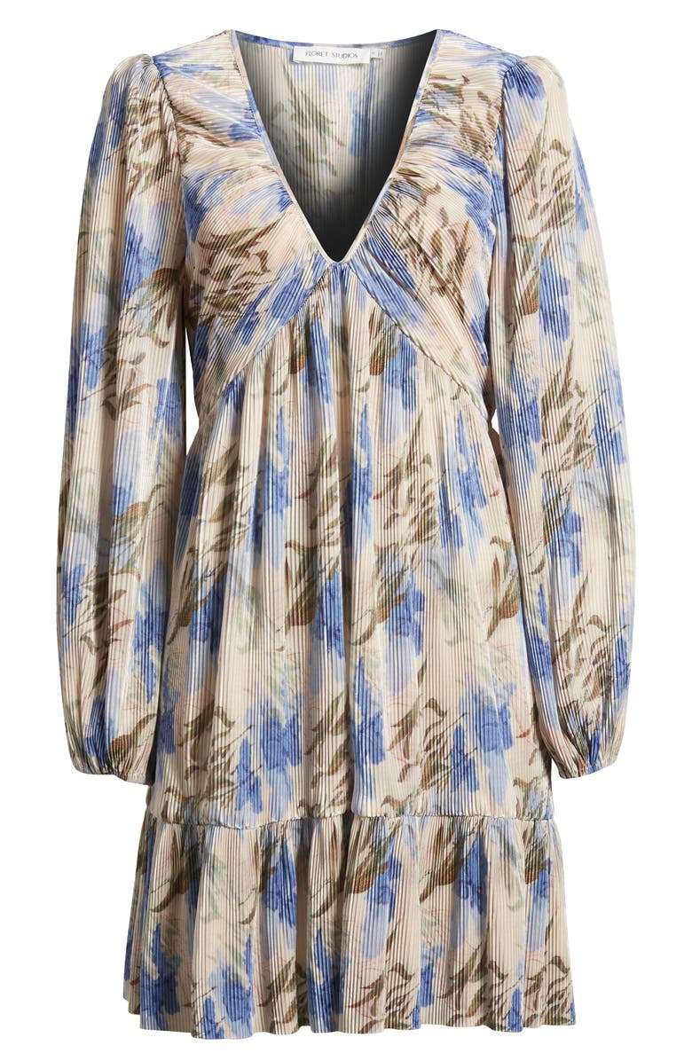 FLORET STUDIOS Floral Micropleat Long Sleeve Dress, Alternate, color, 