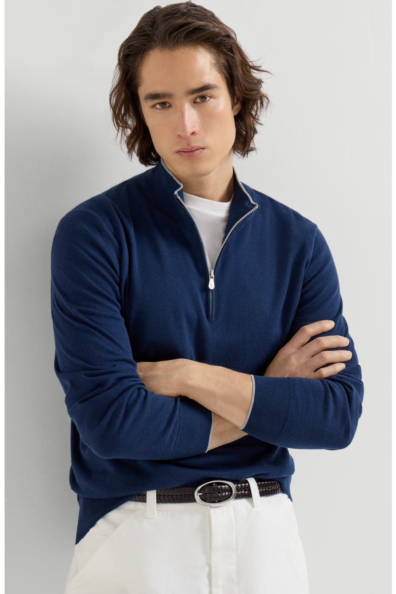 Cotton and cashmere lightweight sweater, Alternate, color, Avio Blue